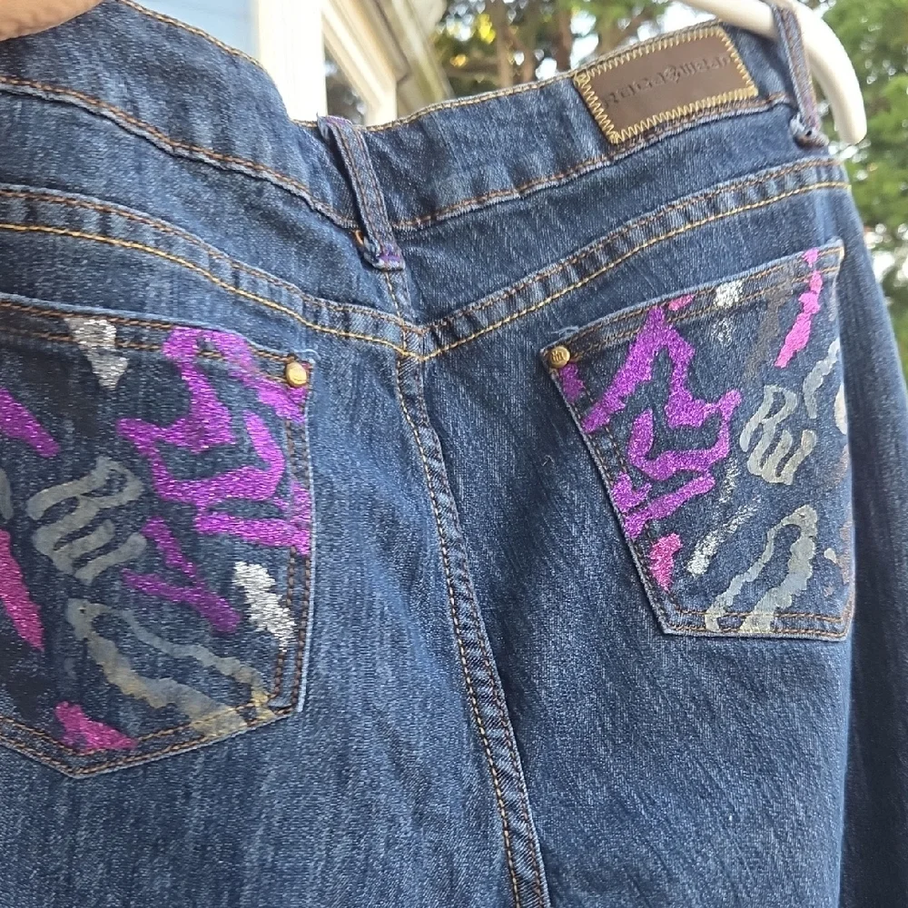 Hannah Skinnyleg Rocawear Dark Blue Skinny Jeans Size 15 Y2k - Picture 15 of 16